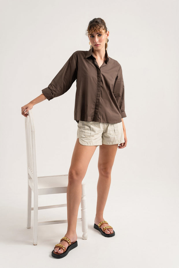 Brown Regular Fit Button-Down Shirt