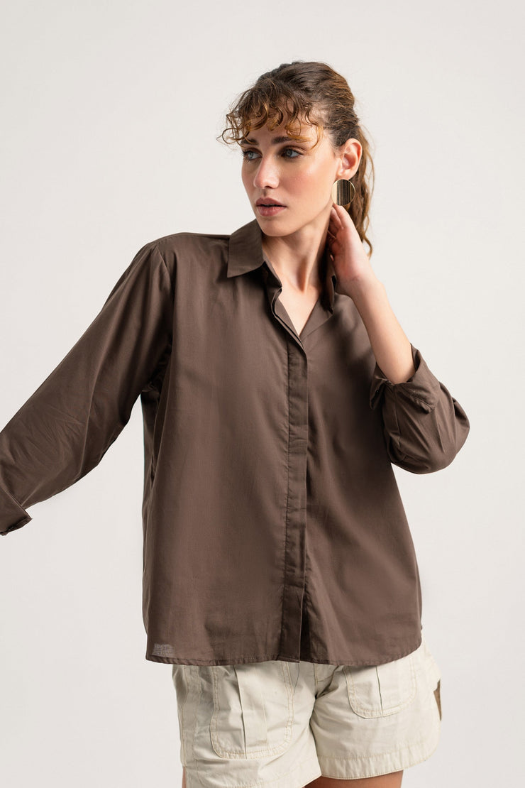 Brown Regular Fit Button-Down Shirt