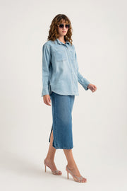 Light Blue Regular Fit Chambray Shirt