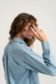 Light Blue Regular Fit Chambray Shirt