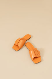 Orange Buckle Flats