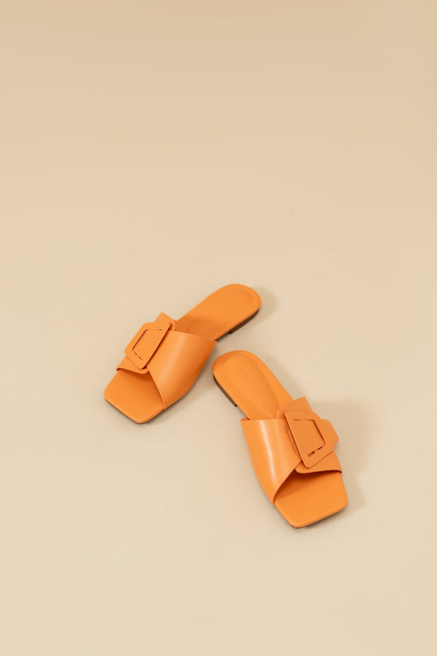 Orange Buckle Flats