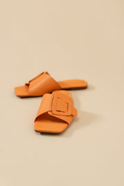 Orange Buckle Flats