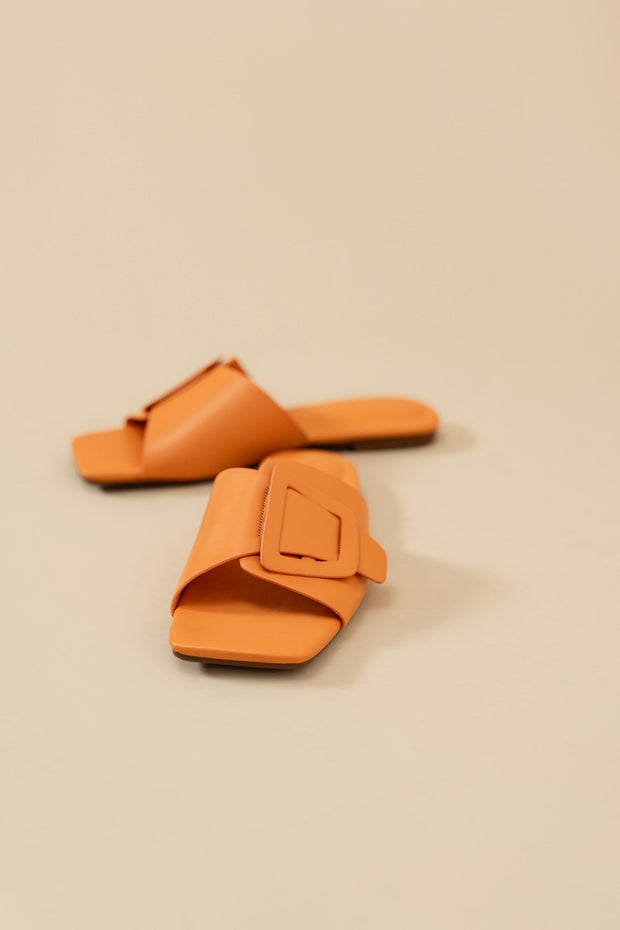 Orange Buckle Flats