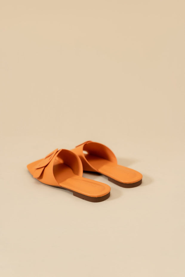 Orange Buckle Flats