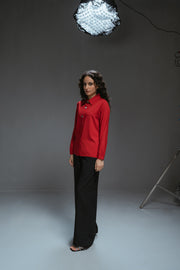Satin Button Front Blouse