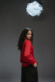 Satin Button Front Blouse