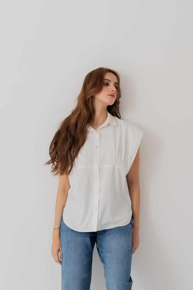 White Cotton Relaxed Fit Peplum Shirt