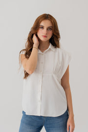 White Cotton Relaxed Fit Peplum Shirt