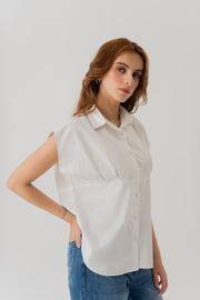 White Cotton Relaxed Fit Peplum Shirt