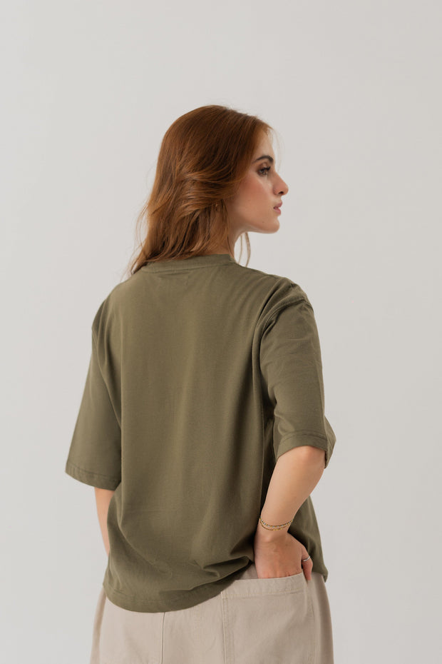 Olive Green Relaxed fit Graphic T-shirt