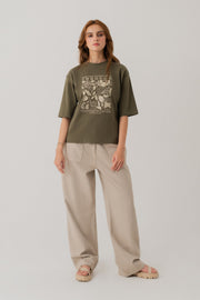 Olive Green Relaxed fit Graphic T-shirt