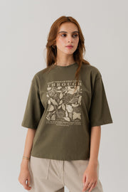 Olive Green Relaxed fit Graphic T-shirt