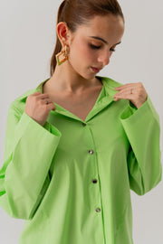 Neon Green Cotton Relaxed fit Button Down Shirt