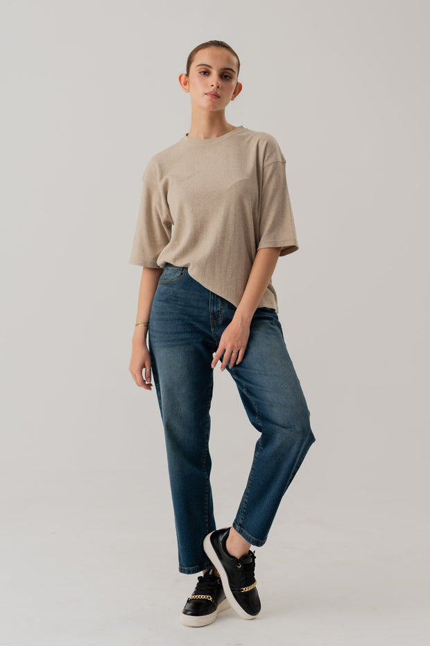 SAND TEXTURED RELAXED FIT T-SHIRT