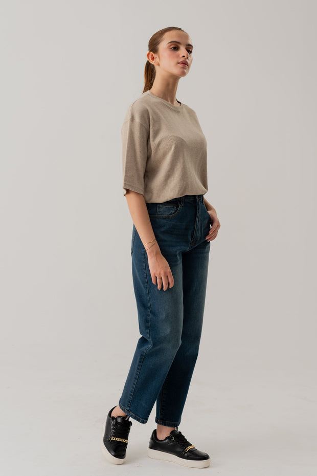 SAND TEXTURED RELAXED FIT T-SHIRT