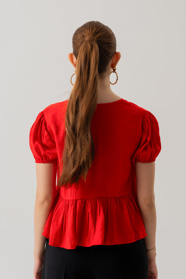 Red Crop top with Bow Tie Detail