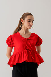 Red Crop top with Bow Tie Detail