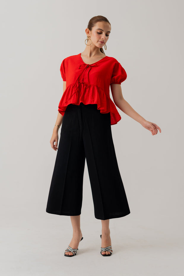 Red Crop top with Bow Tie Detail