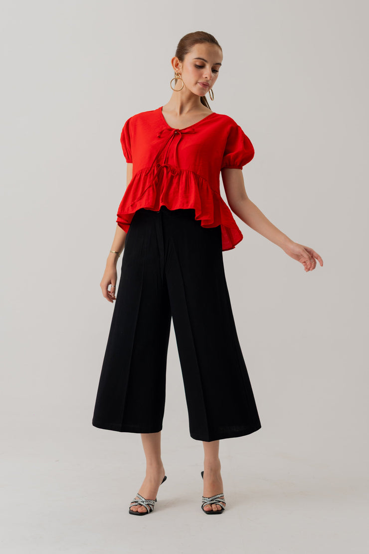 Red Crop top with Bow Tie Detail