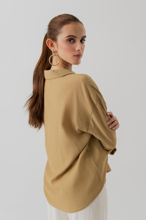 MUTED GREEN CHIFFON LOOSE FIT BLOUSE