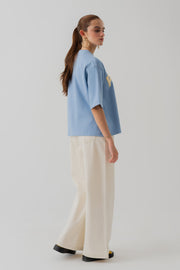 LIGHT BLUE INTERLOCK RELAXED FIT STATEMENT T-SHIRT