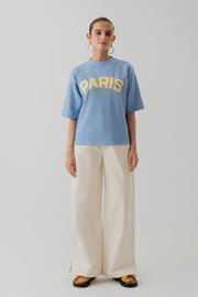 LIGHT BLUE INTERLOCK RELAXED FIT STATEMENT T-SHIRT