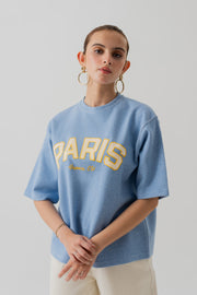 LIGHT BLUE INTERLOCK RELAXED FIT STATEMENT T-SHIRT