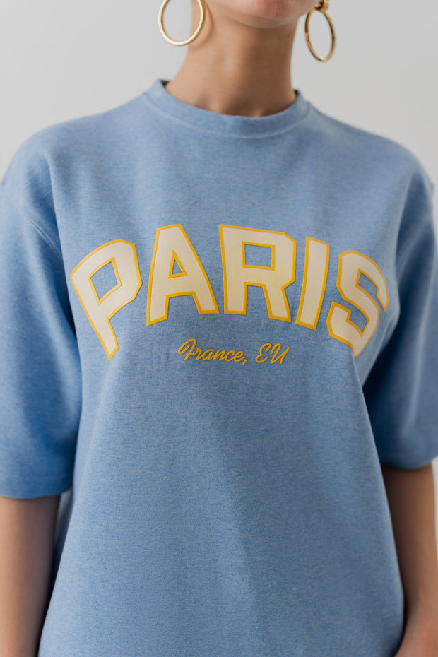 LIGHT BLUE INTERLOCK RELAXED FIT STATEMENT T-SHIRT