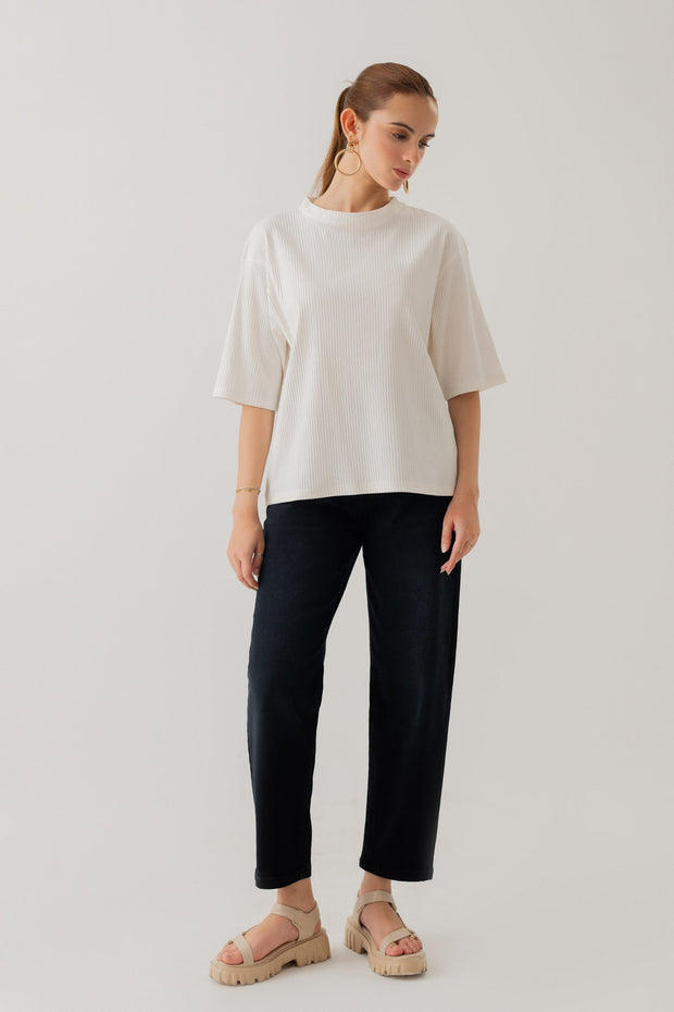 WHITE RIB RELAXED FIT T-SHIRT