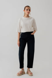 WHITE RIB RELAXED FIT T-SHIRT