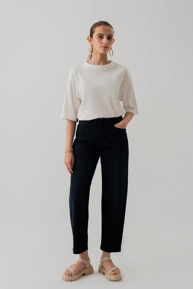 WHITE RIB RELAXED FIT T-SHIRT