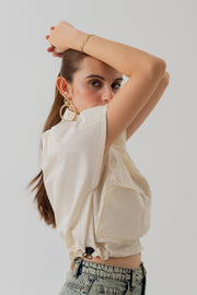 Beige Canvas Crop Top