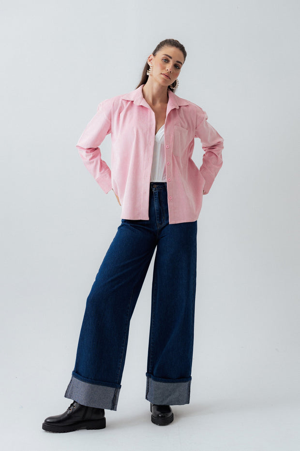 Pink Oversized Corduroy Shirt