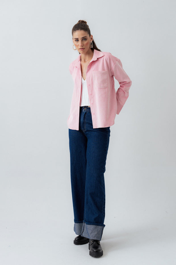 Pink Oversized Corduroy Shirt