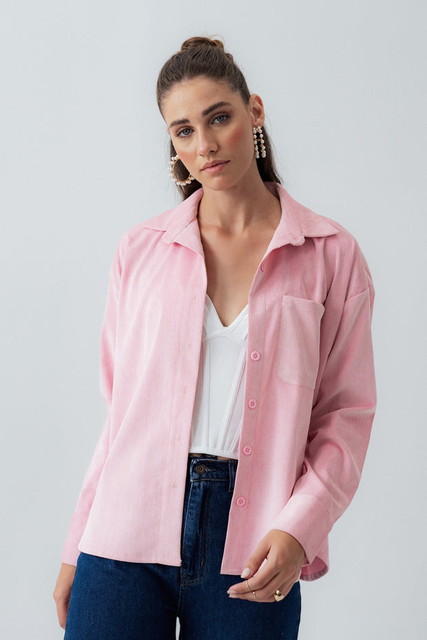 Pink Oversized Corduroy Shirt