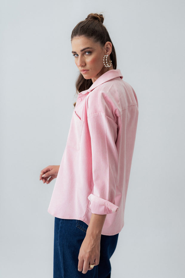 Pink Oversized Corduroy Shirt