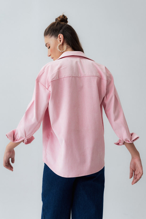 Pink Oversized Corduroy Shirt