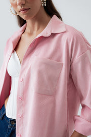 Pink Oversized Corduroy Shirt