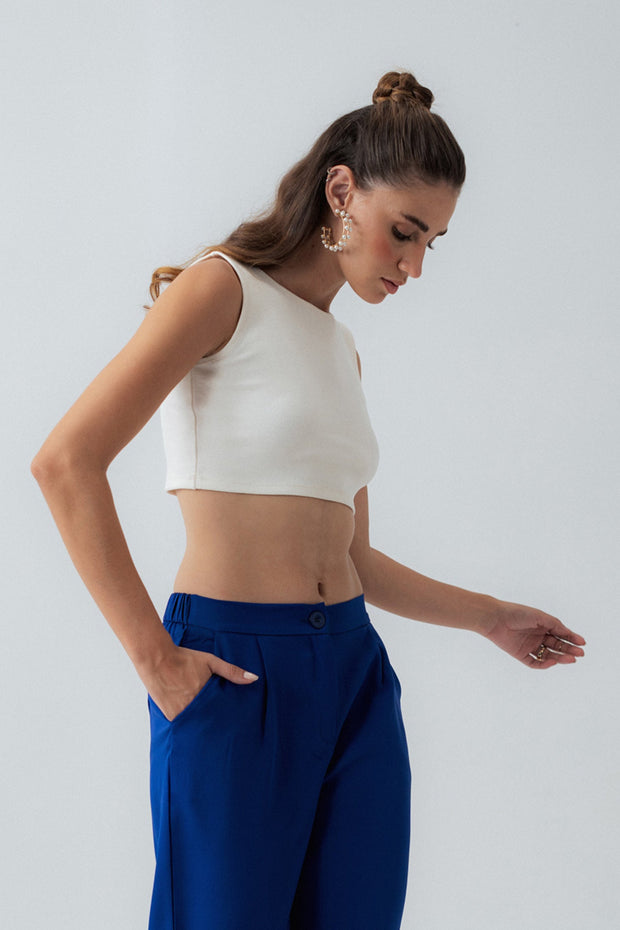 OFF White Ribbed Cropped Top