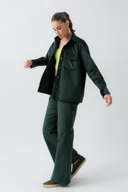 Green Oversized Fit Corduroy Shirt