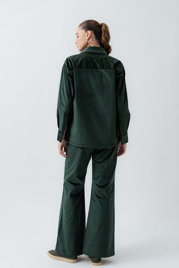 Green Oversized Fit Corduroy Shirt