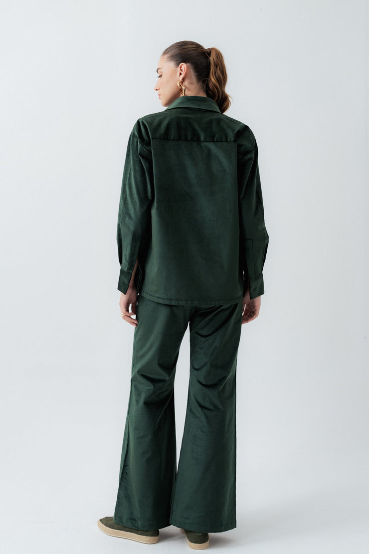 Green Oversized Fit Corduroy Shirt
