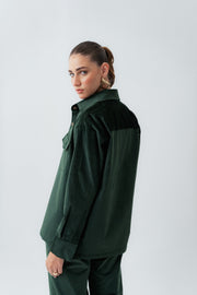 Green Oversized Fit Corduroy Shirt