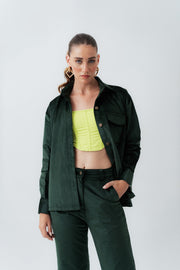 Green Oversized Fit Corduroy Shirt