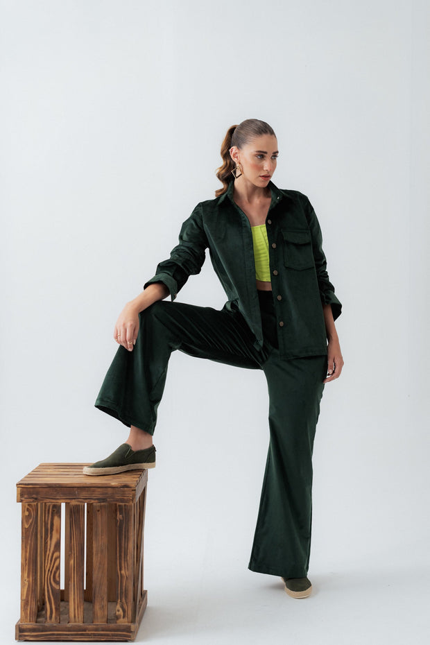 Green Oversized Fit Corduroy Shirt
